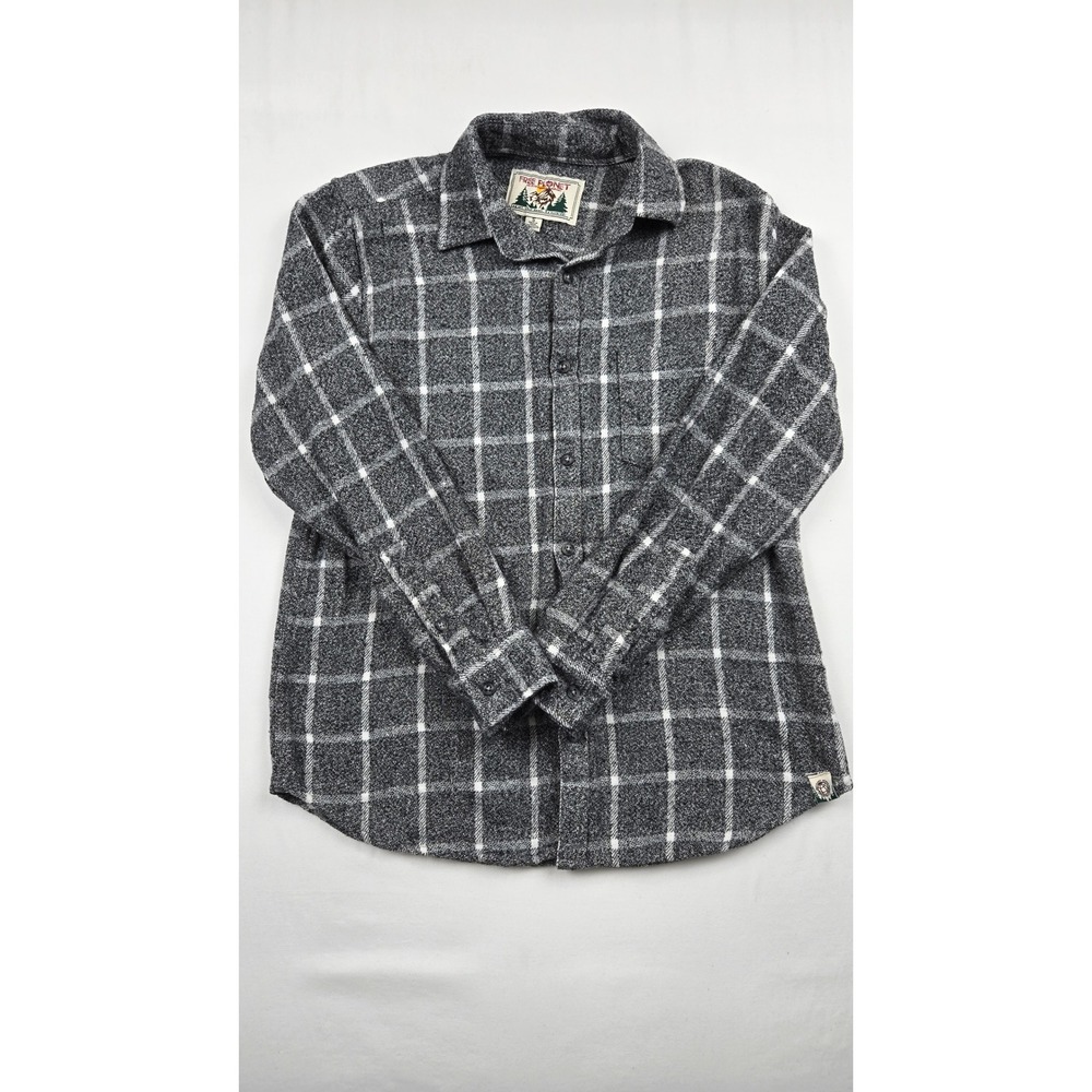 Free Planet Mens Plaid Flannel Button Down Shirt Charcoal Grey FW9W44BKW Small